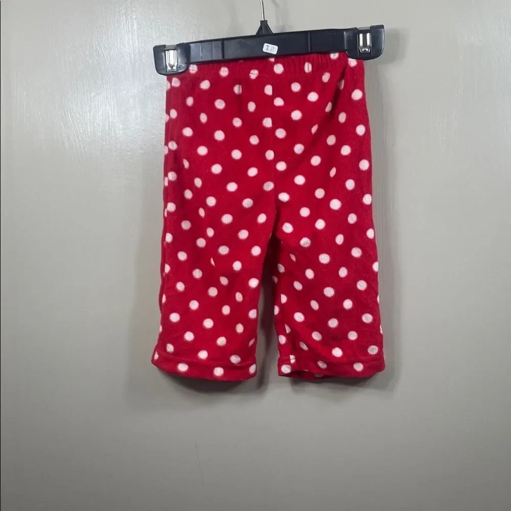 Infant 12M Red & White Polka‎ Dot Fleece Pants Toddler Pajama Bottoms